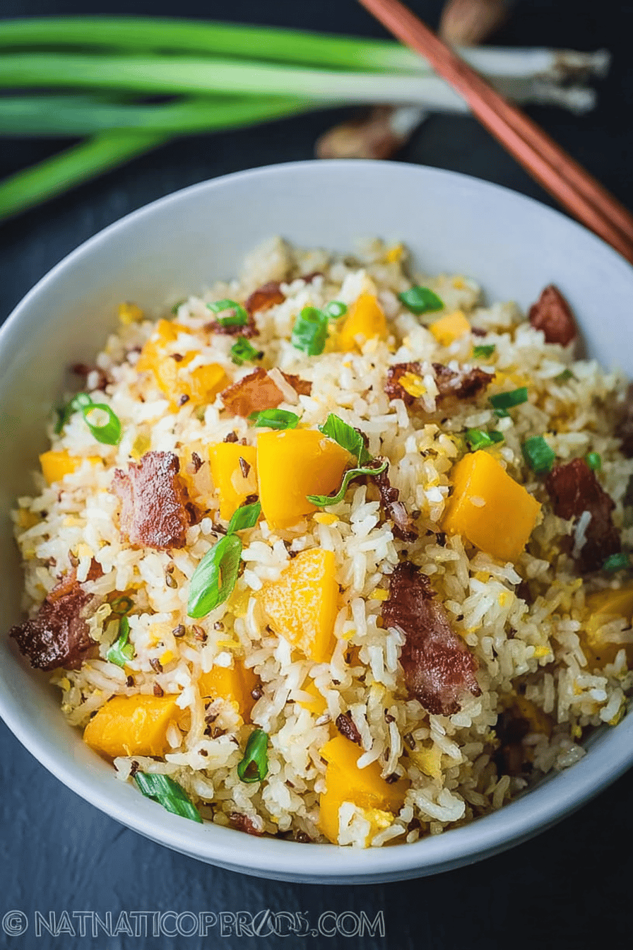 Bacon Mango Fried Rice Recipe With Easy One-Pan Cooking 6 Bacon Mango Fried Rice