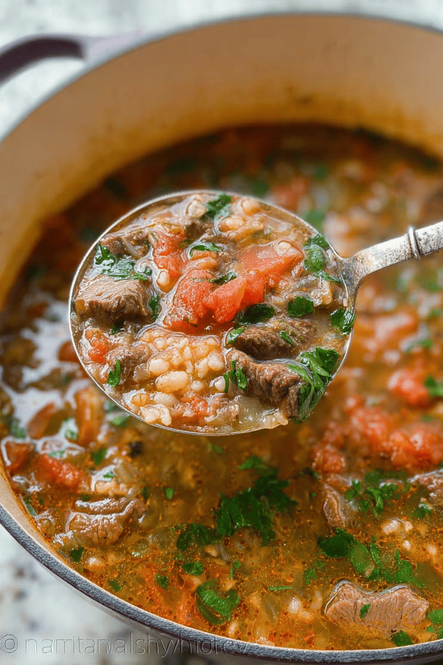 Vegetable Beef Soup With Tender, Slow-Cooked Meat And Fresh Veggies 7 Beef Soup