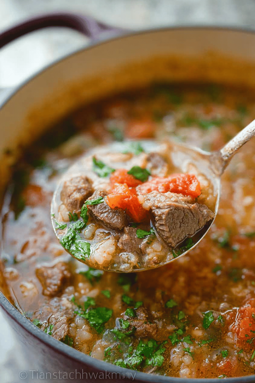 Vegetable Beef Soup With Tender, Slow-Cooked Meat And Fresh Veggies 6 Beef Soup