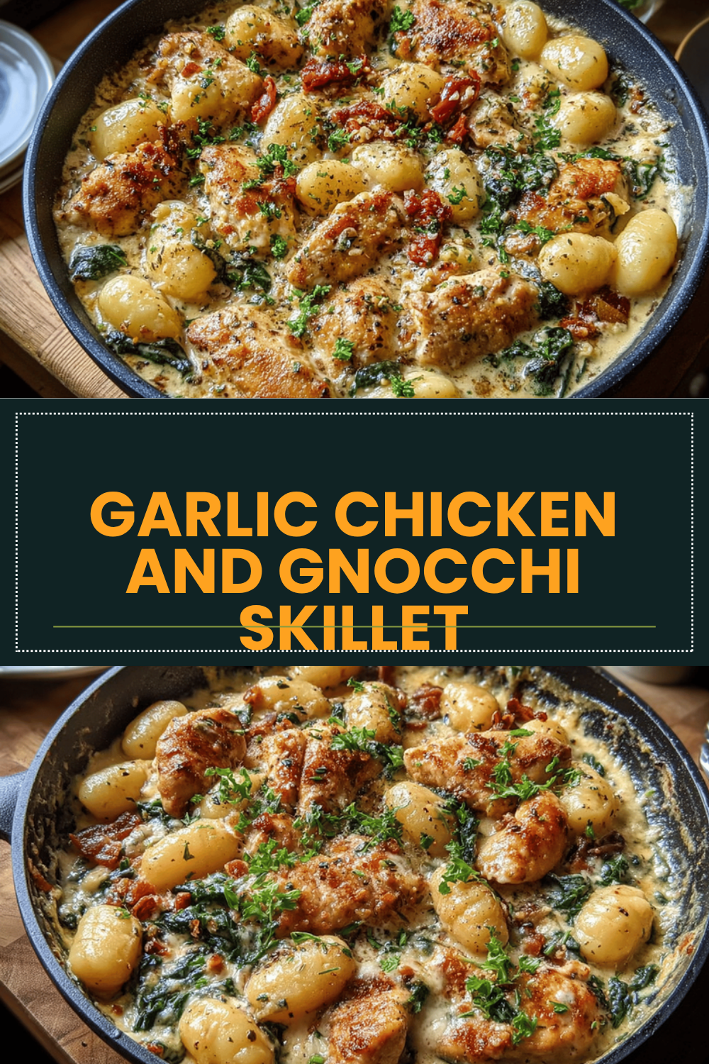 Garlic Chicken Gnocchi Skillet Recipe With Creamy Sauce And Herbs 6 Garlic Chicken And Gnocchi Skillet
