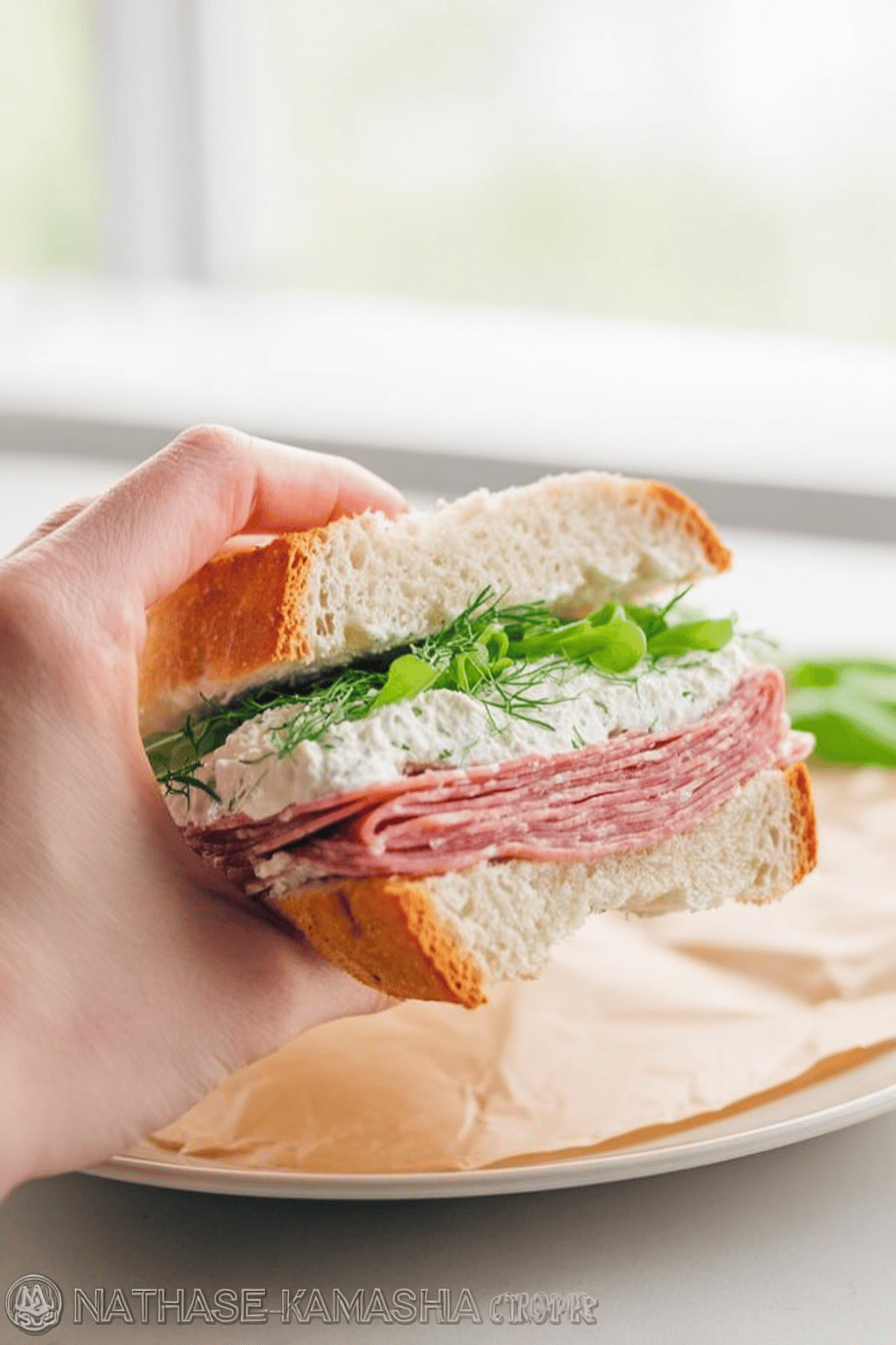 Salami Cream Cheese Sandwich