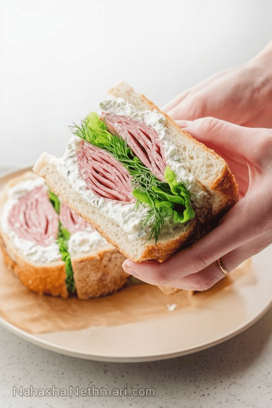 Salami Cream Cheese Sandwich