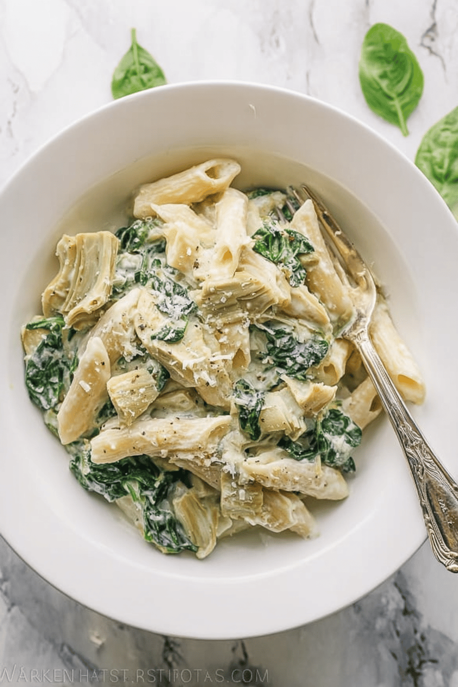 Spinach And Artichoke Pasta With Creamy Garlic Sauce 7 Spinach And Artichoke Pasta