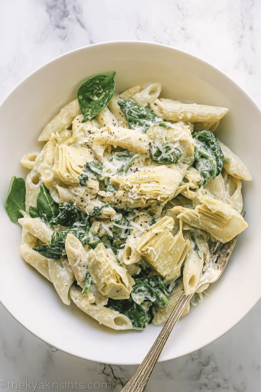 Spinach And Artichoke Pasta With Creamy Garlic Sauce 6 Spinach And Artichoke Pasta