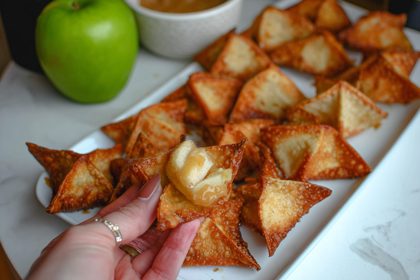 Apple Cheesecake Wonton Cups Recipe With Cinnamon And Caramel 6 Apple Pie Cheesecake Wontons