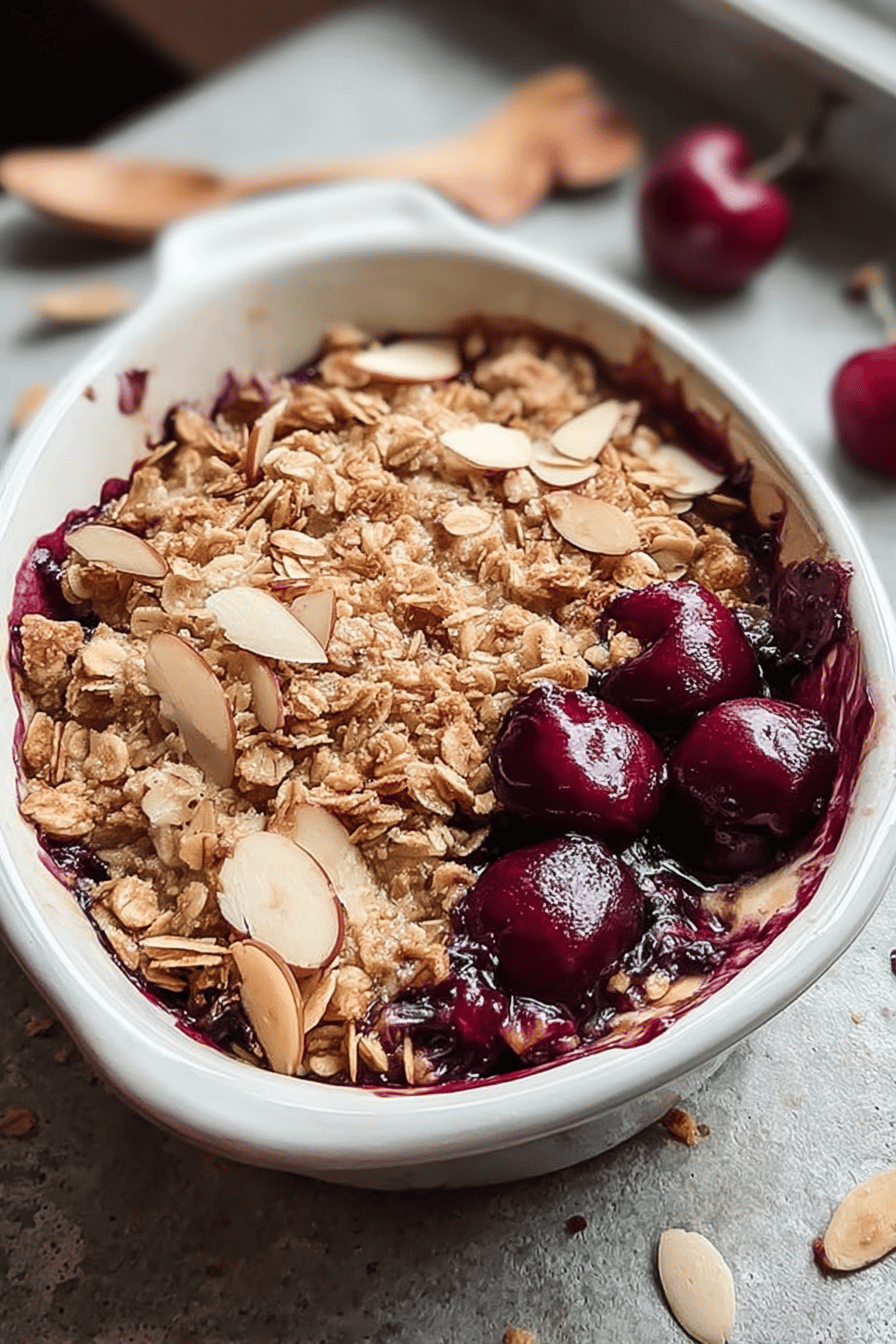 Cherry Almond Crisp Recipe With Crunchy Topping And Sweet Juicy Filling 6 Cherry Almond Maple Crisp