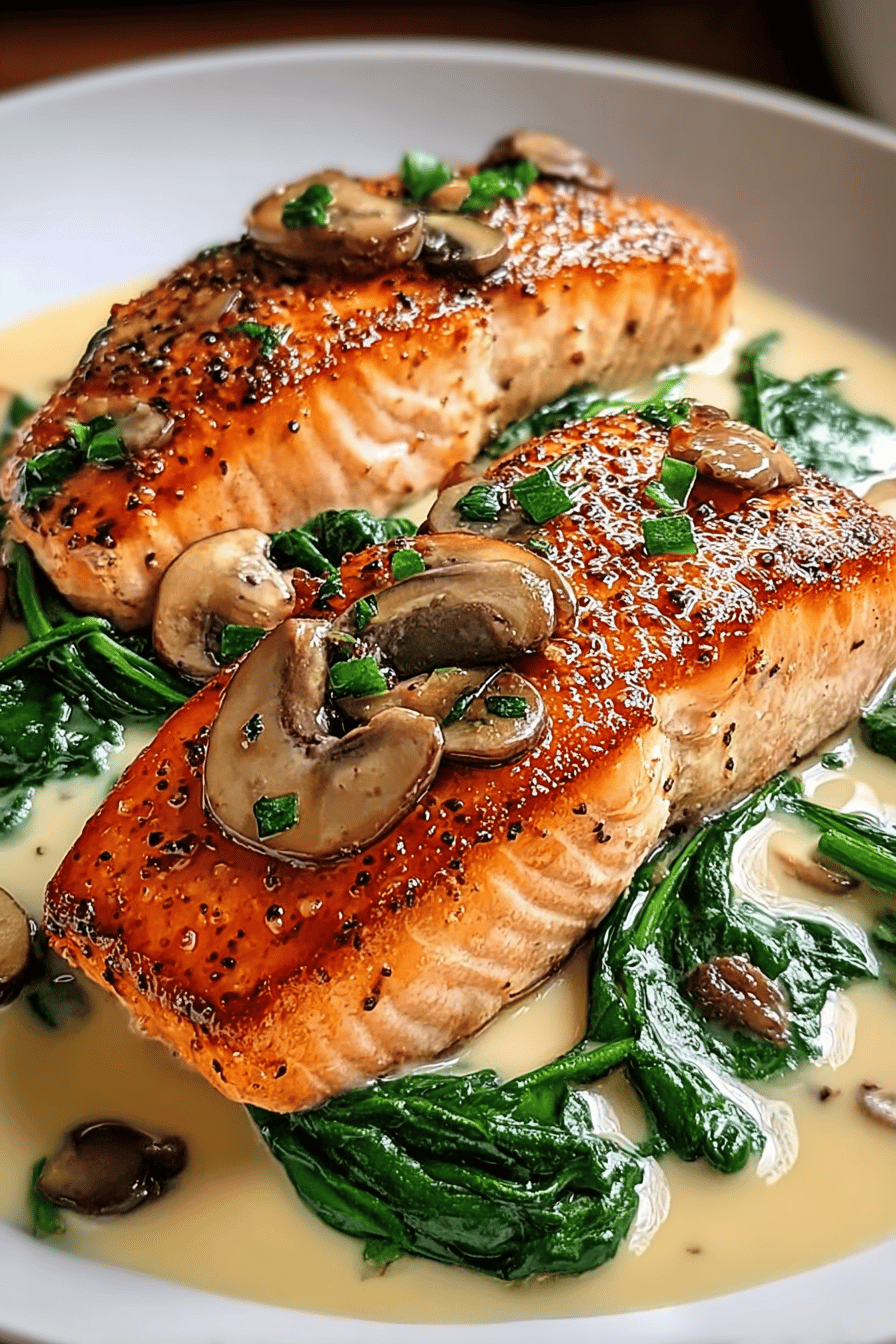 Garlic Butter Salmon With Creamed Spinach Recipe 6 Garlic Butter Salmon Spinach