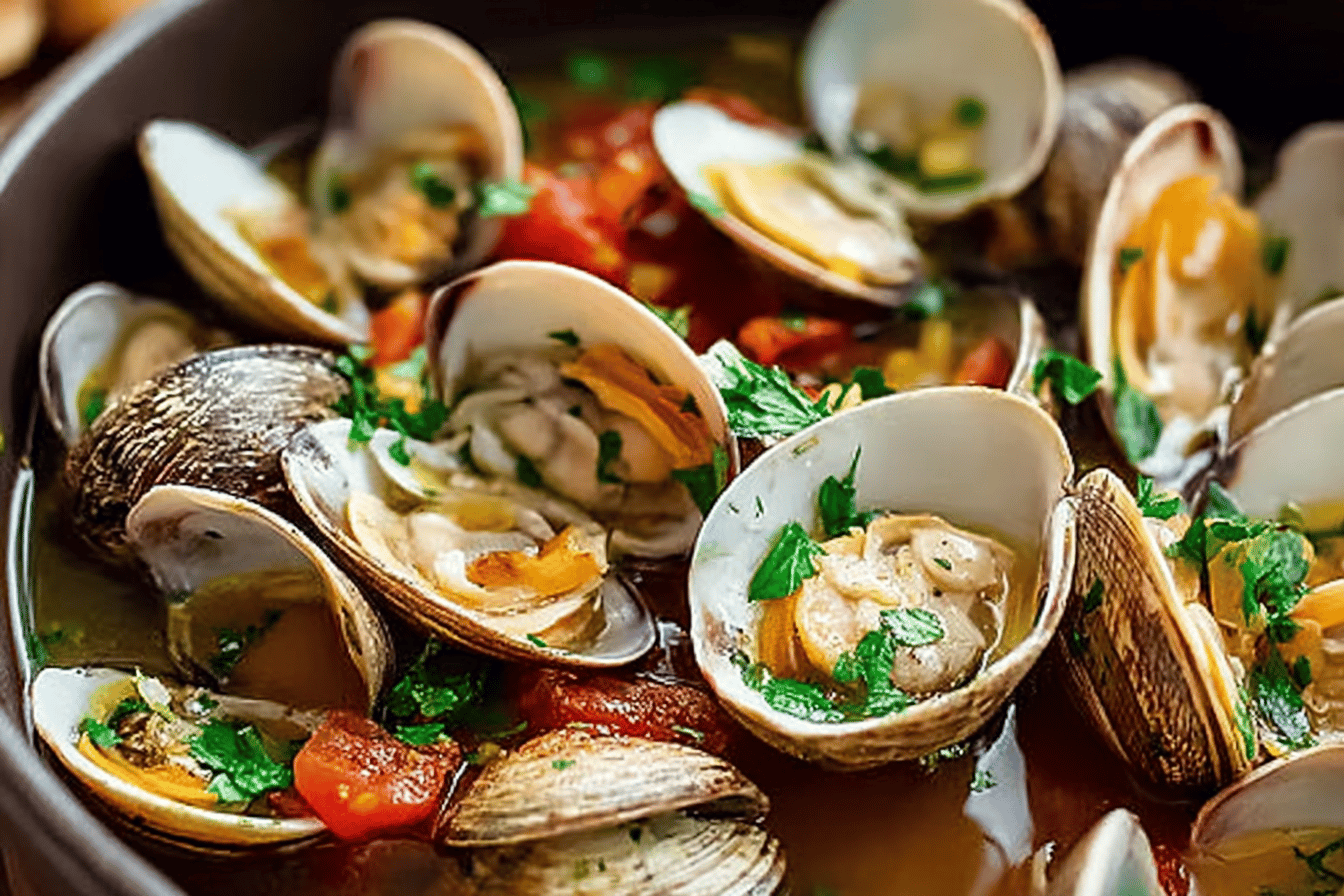 Mediterranean Style Steamed Clams With Garlic And White Wine Sauce 6 Mediterranean Steamed Clams