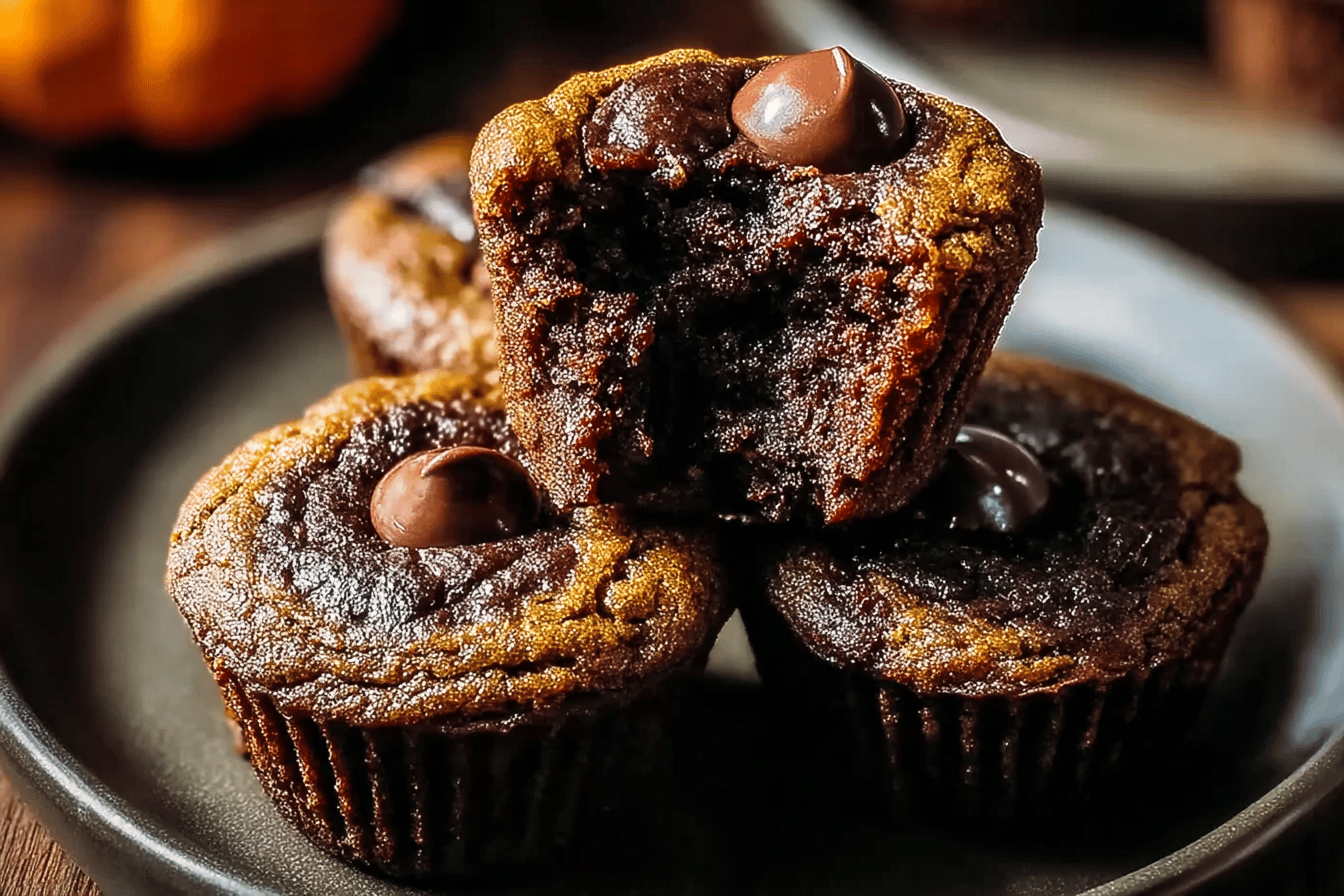 Molten Chocolate Pumpkin Muffins Recipe With Gooey Center 6 Molten Chocolate Pumpkin Muffins