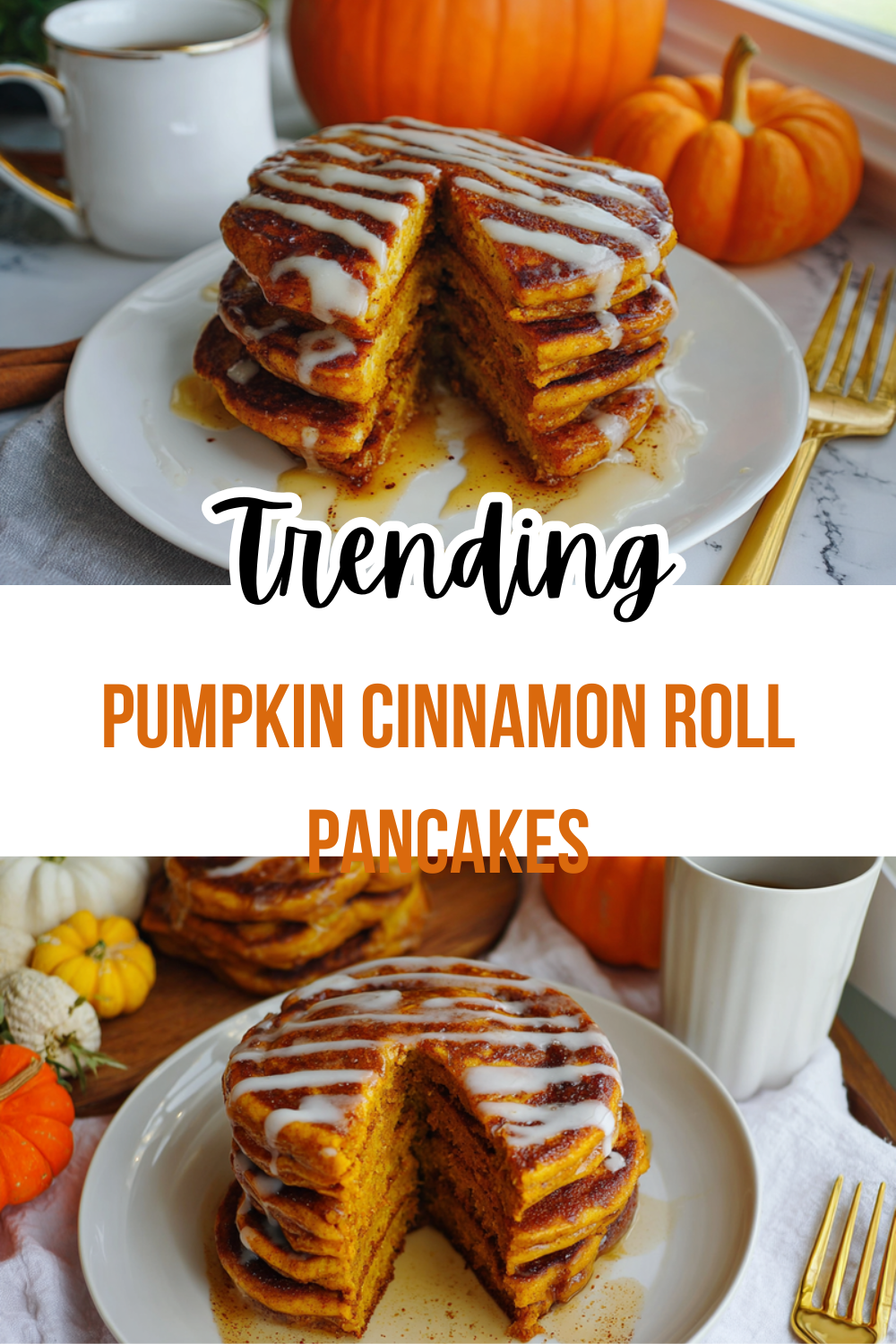 Pumpkin Cinnamon Roll Pancakes