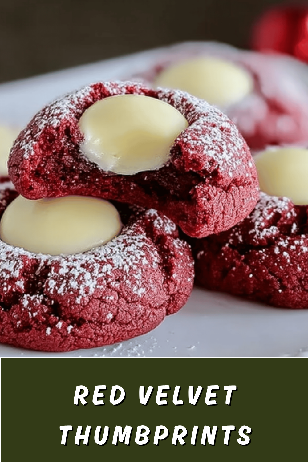 Red Velvet Cream Cheese Thumbprint Cookies Recipe With Decadent Filling 7 Red Velvet Thumbprints