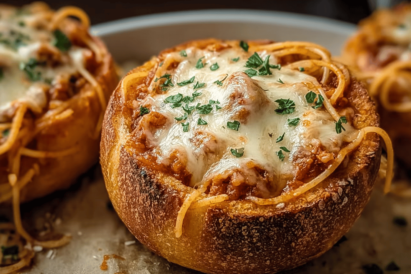 Bread Bowl Spaghetti Recipe For A Hearty Comfort Meal 6 Spaghetti Garlic Bread Bowls