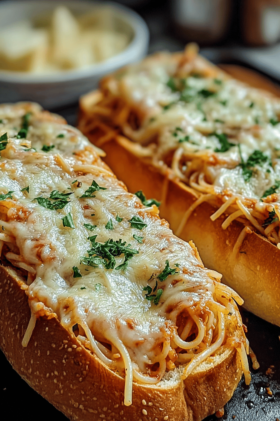 Spaghetti Stuffed Garlic Subs