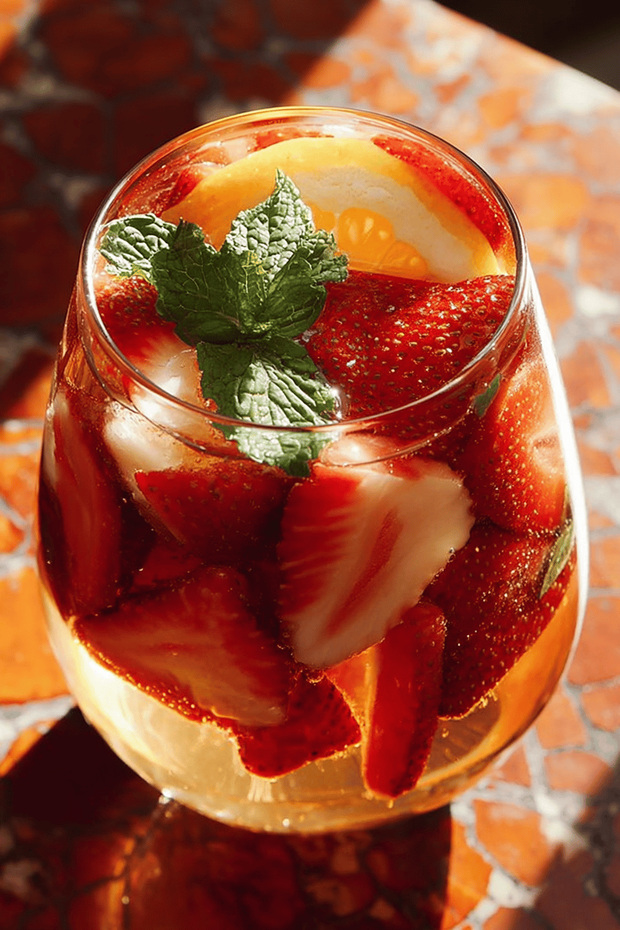 Strawberry White Wine Sangria Mint