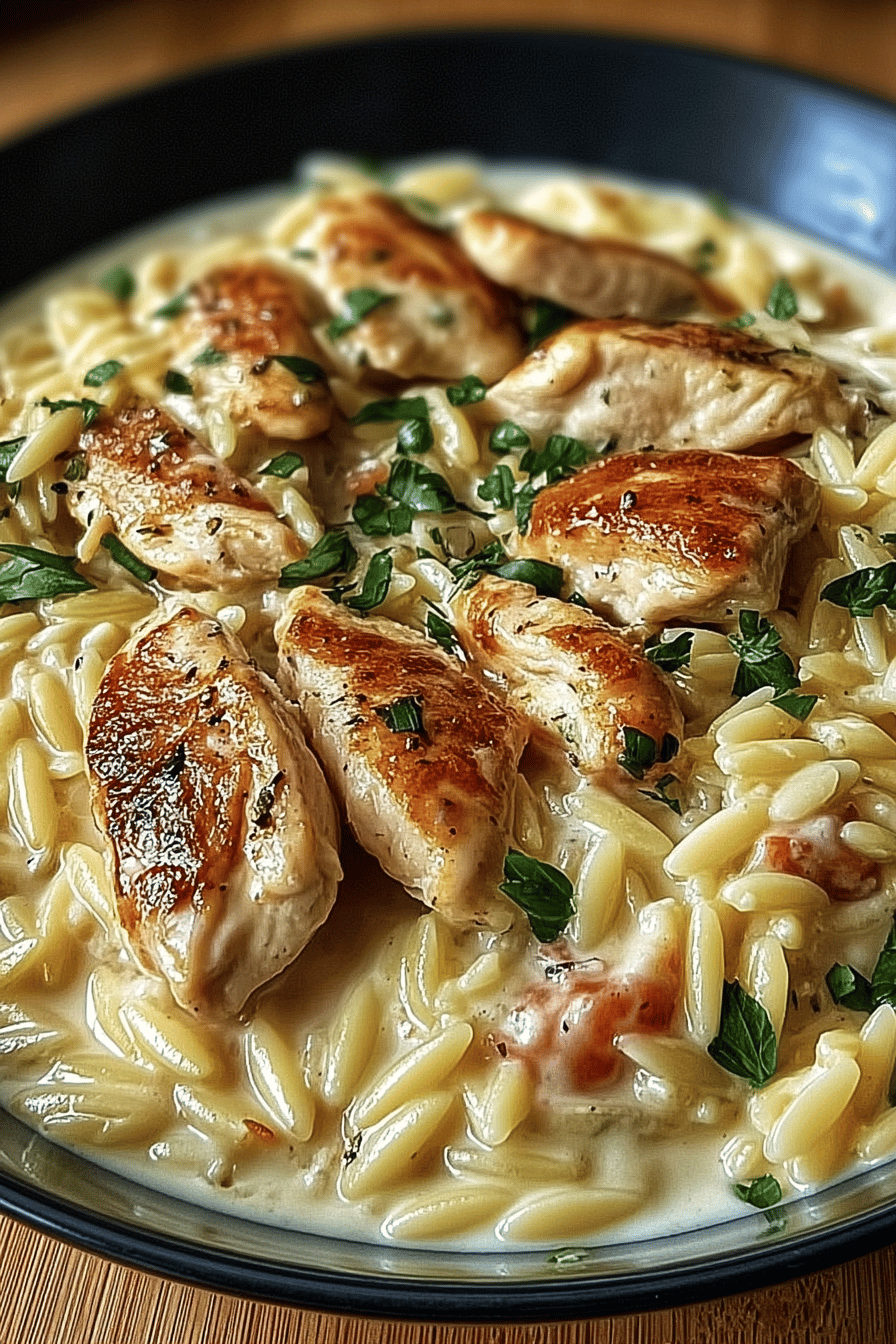 Creamy Parmesan Orzo With Chicken And Fresh Asparagus Recipe 6 Tender Chicken Orzo Parmesan