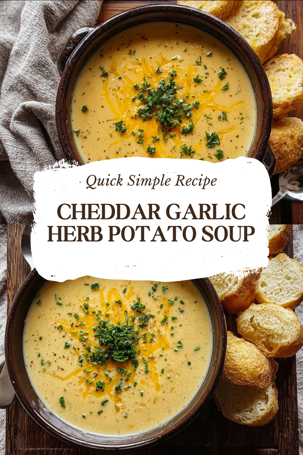 Cheddar Garlic Herb Potato Soup