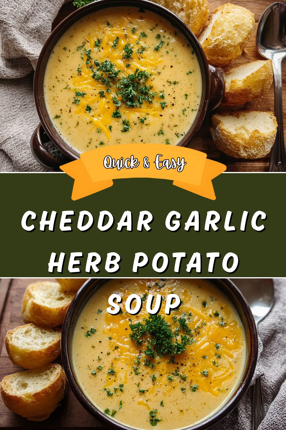 Cheddar Garlic Herb Potato Soup