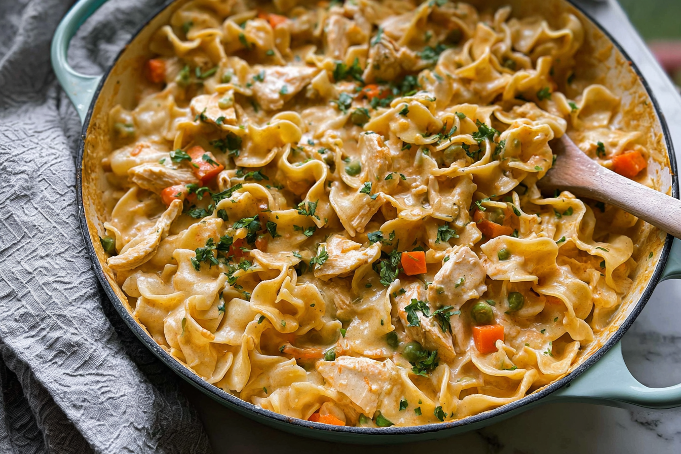 Chicken Pot Pie Pasta Recipe With Creamy Chicken And Veggie Sauce 6 Chicken Pot Pie Pasta
