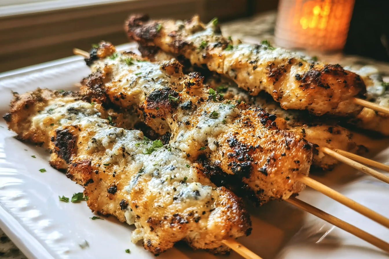 Grilled Ranch Garlic Parmesan Chicken Skewers