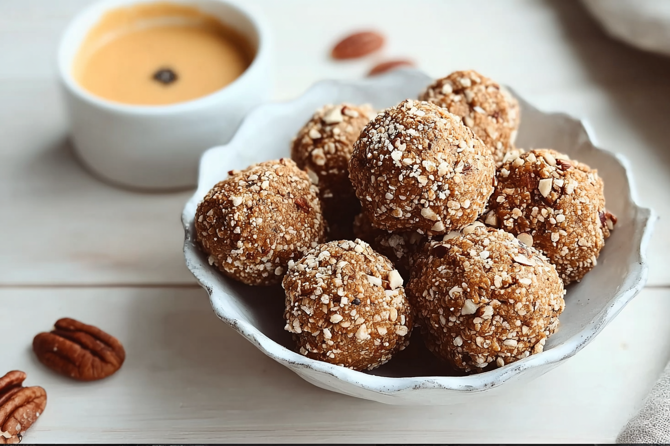 Maple Pumpkin Protein Balls With Toasted Pecans For Healthy Snacking 6 Maple Pecan Pumpkin Protein Balls