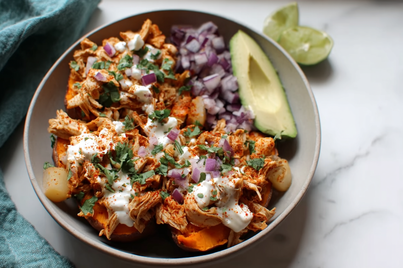 Pulled Chicken Sweet Potato Bowls