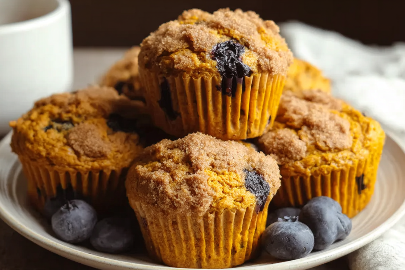 Pumpkin Blueberry Muffins Recipe With Fresh Fruit And Warm Spices 6 Pumpkin Blueberry Muffins