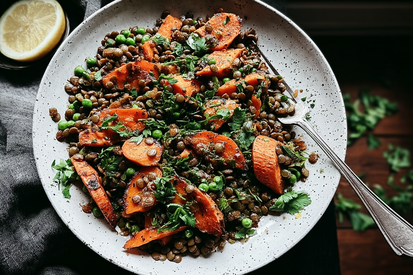 Roasted Carrots And Lentil Salad With Creamy Hummus Dressing 6 Roasted Carrot And Lentil Salad