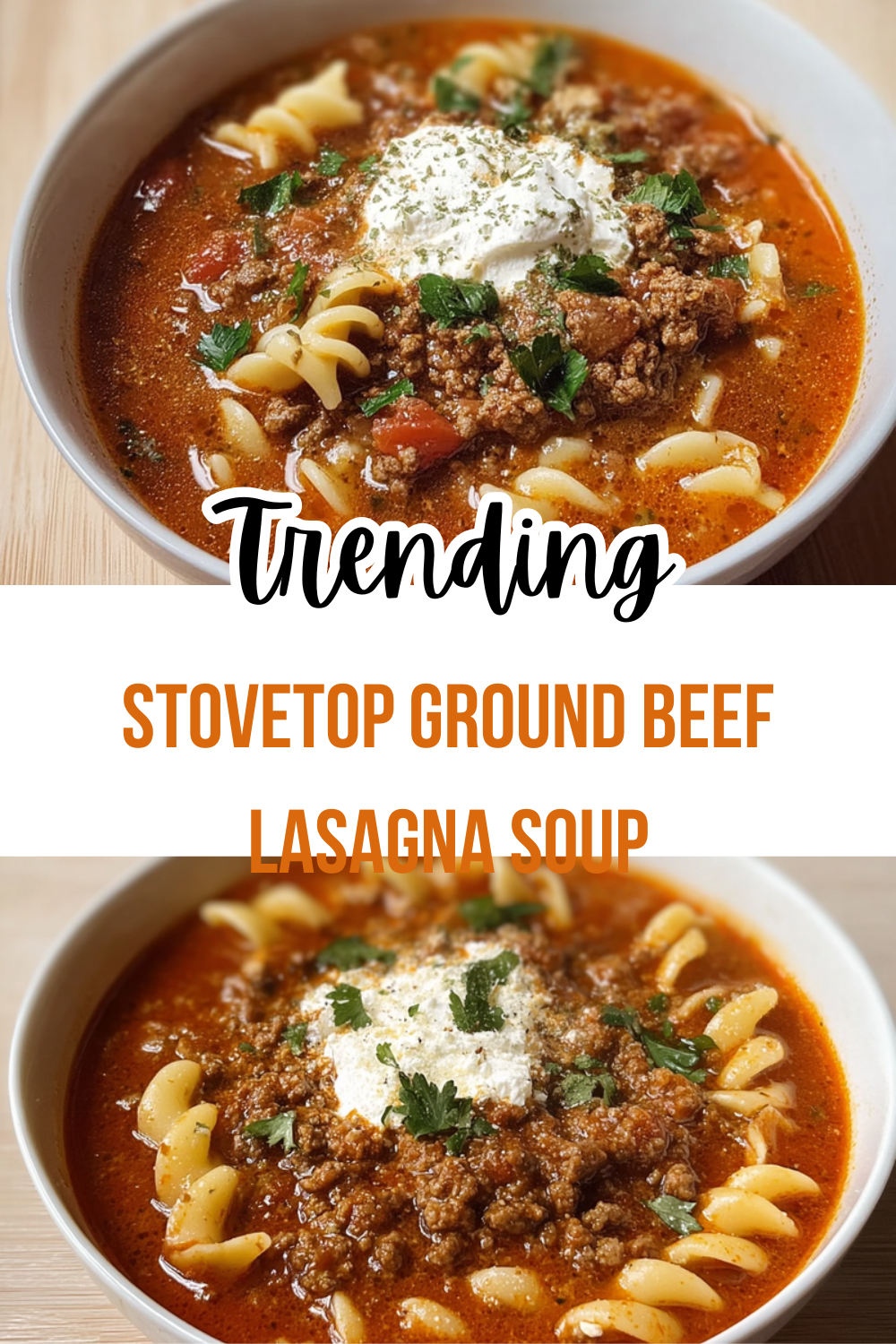 Stovetop Ground Beef Lasagna Soup