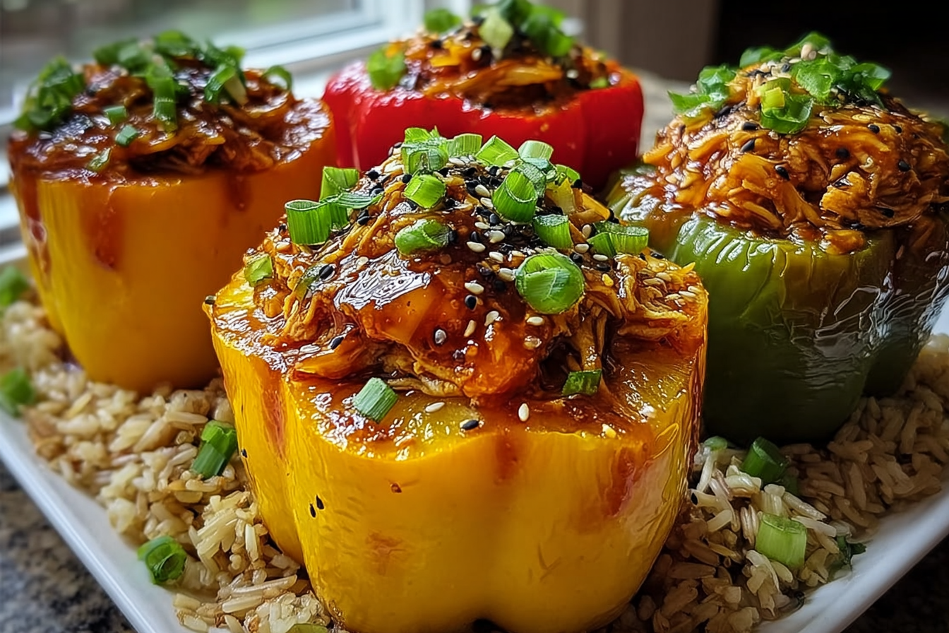 Teriyaki Pineapple Chicken Stuffed Peppers