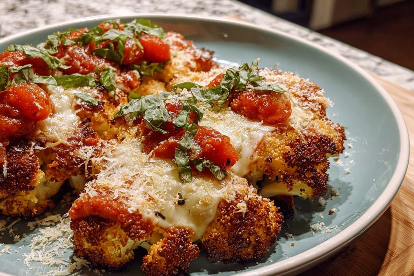 Cauliflower Parmesan Recipe With Crispy Baked Cheese And Savory Marinara Sauce 6 Cauliflower Parmesan