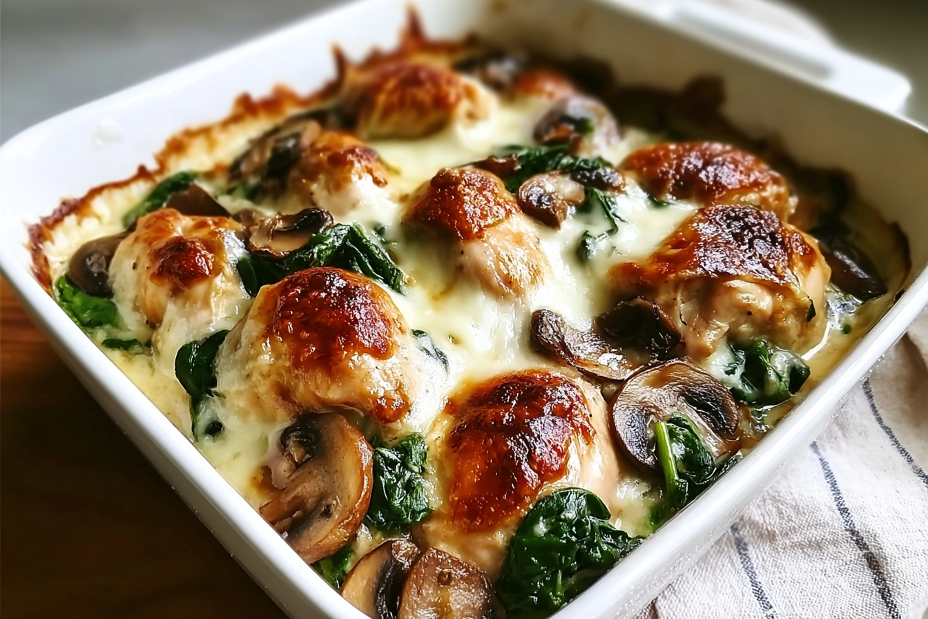 Chicken Spinach Mushroom Skillet Recipe For Quick Healthy Meals 6 Chicken Spinach Mushroom Oven Dish