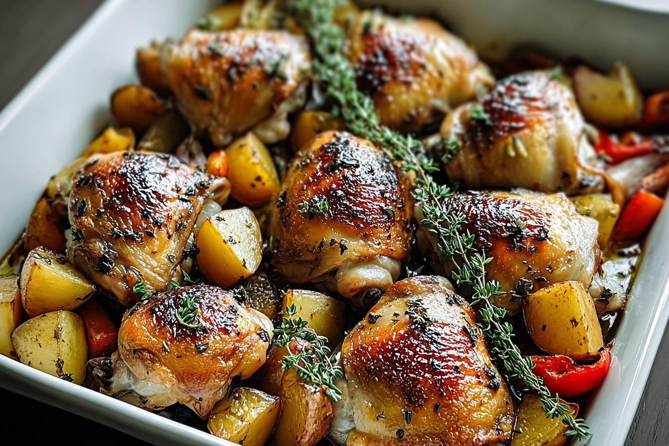 Garlic Herb Roasted Chicken Thighs With Crispy Skin And Juicy Flavor 6 Herb Roasted Chicken Thighs