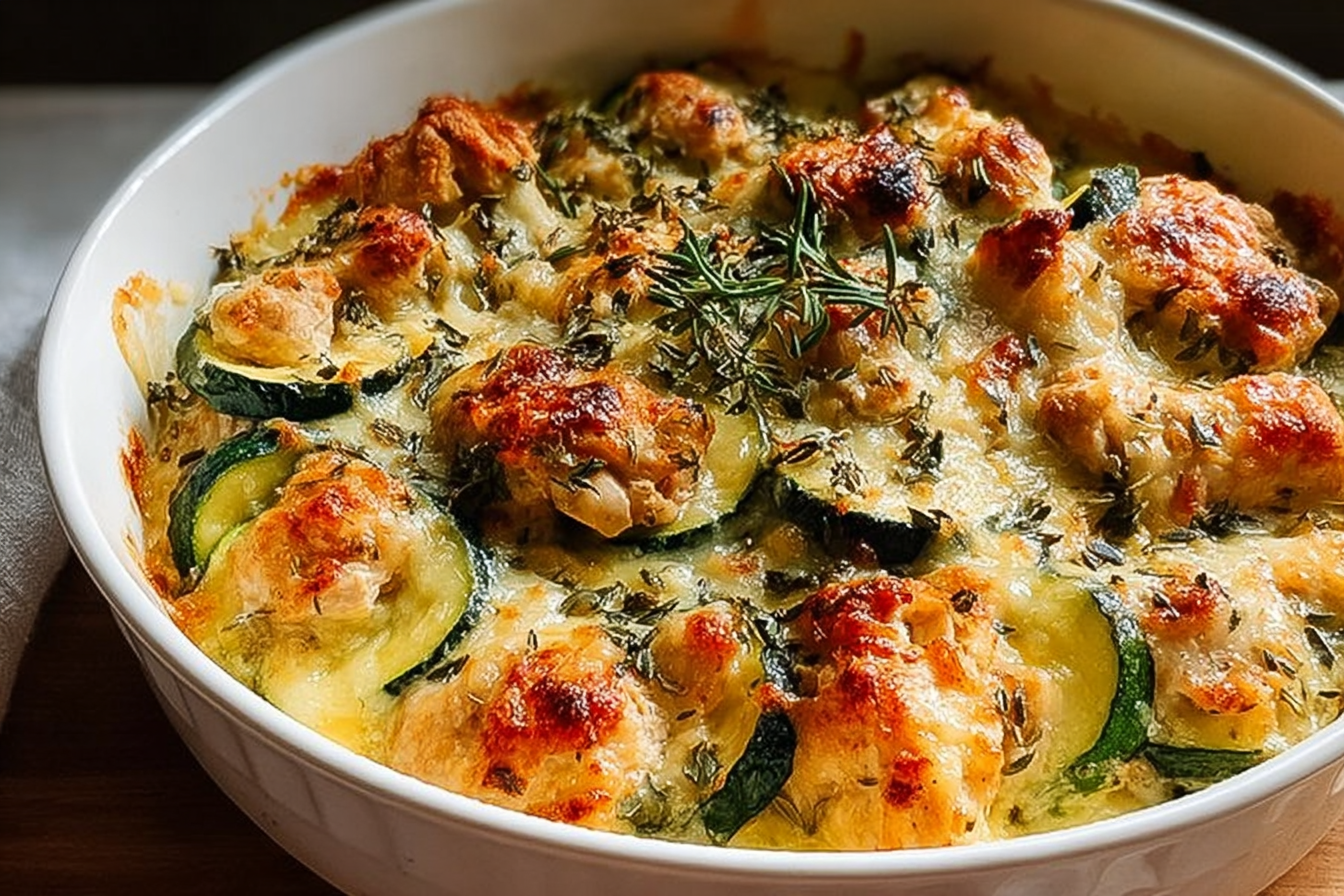 Chicken Zucchini Bake Recipe With Cheese And Herbs 6 High Protein Chicken Zucchini Bake
