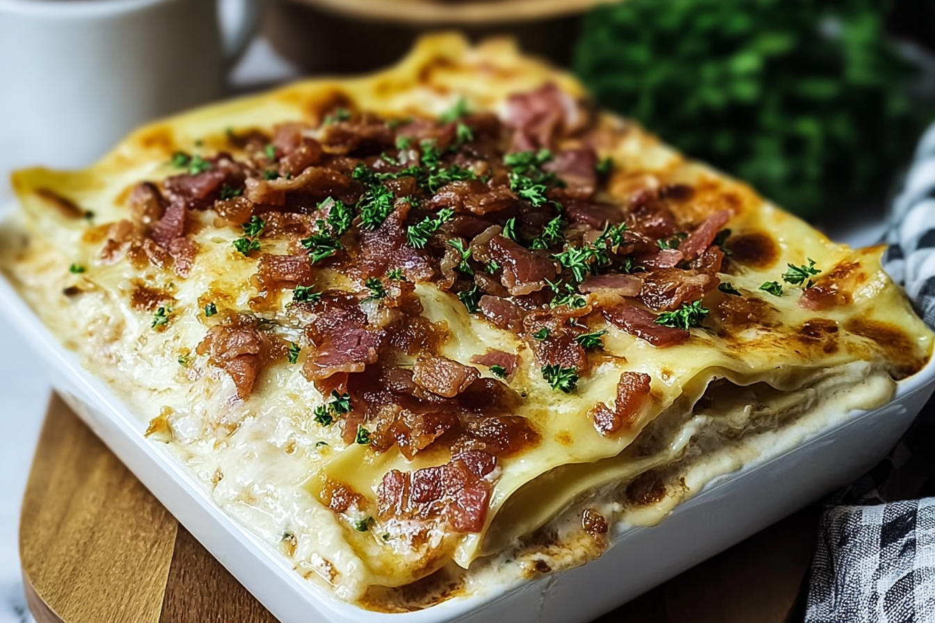Parmesan Garlic Bacon Lasagna