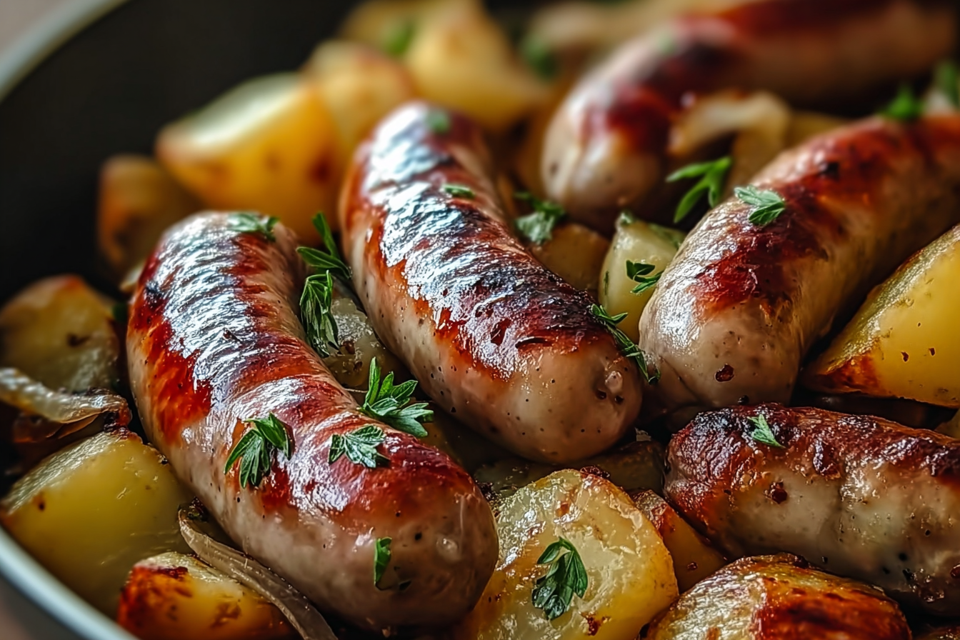 Oven Roasted Sausage With Crispy Potatoes Recipe 6 Roasted Sausages Potatoes
