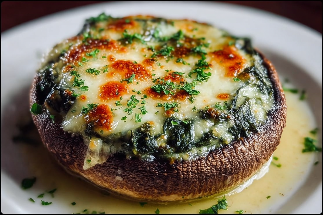 Spinach Stuffed Portobello Mushrooms With Savory Cheese Filling 6 Spinach And Cheese Stuffed Portobello Mushroom