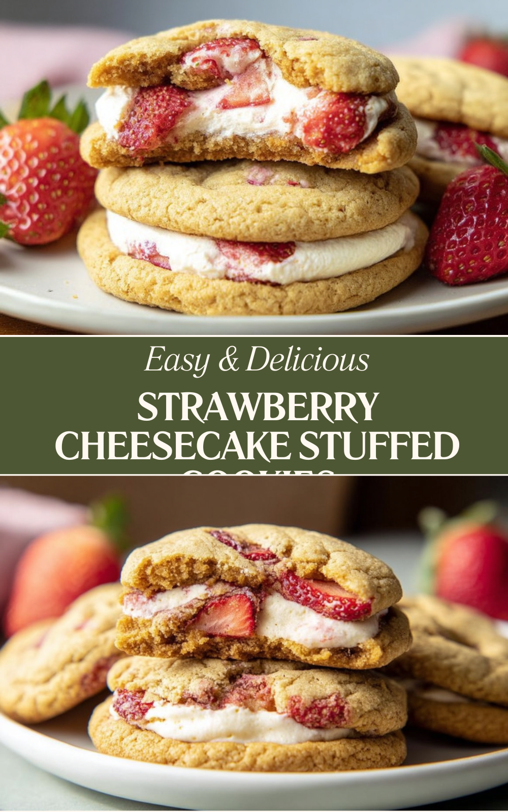 Strawberry Cheesecake Stuffed Cookies