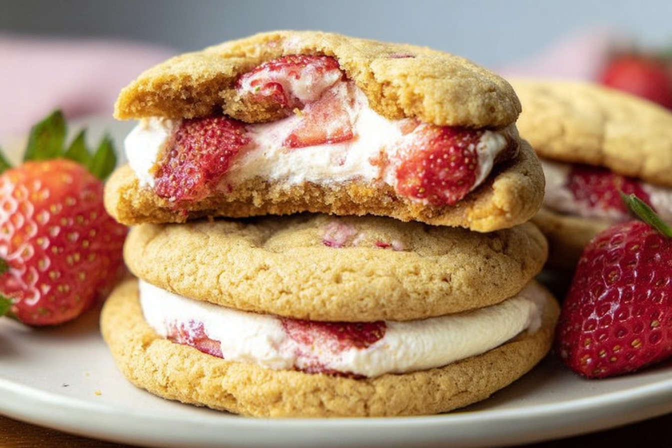 Strawberry Cheesecake Stuffed Cookies