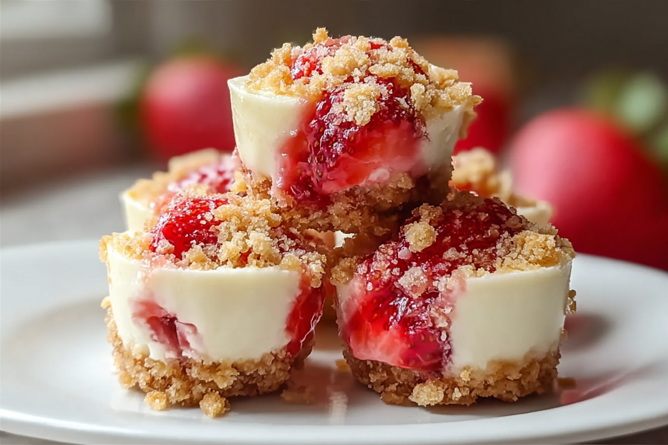 Strawberry Crunch Cheesecakes With Creamy Layers And Crisp Toppings 6 Strawberry Crunch Cheesecake Bites