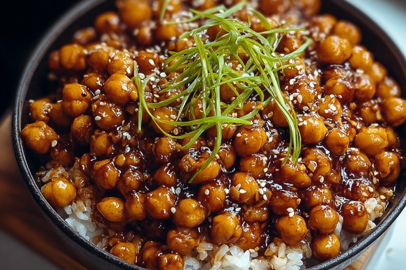 Vegan Sticky Sesame Chickpeas