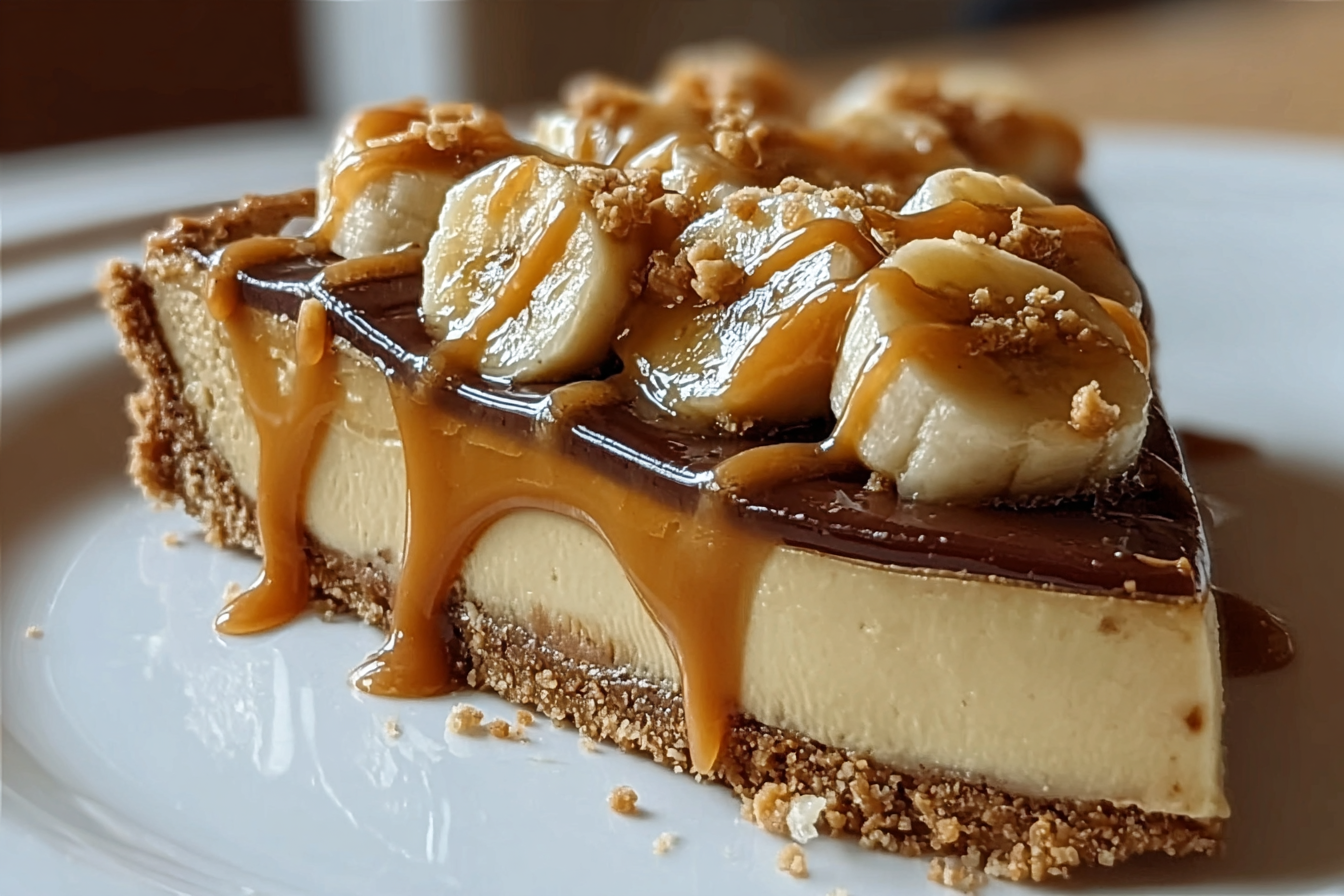Banana Caramel Peanut Butter Cheesecake: Easy No Bake Recipe ππ―π₯ 6 Banana Caramel Peanut Butter Cheesecake