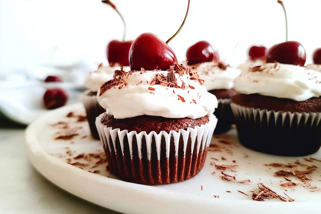 Black Forest Cupcakes Recipe With Cherries And Cream 6 Black Forest Cupcakes