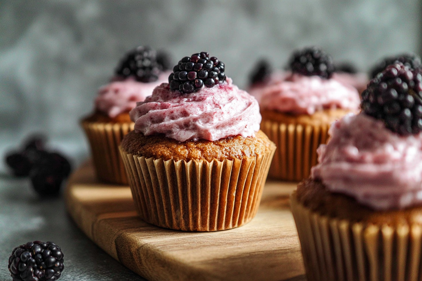 Chocolate Cupcakes With Blackberry Buttercream Frosting 6 Blackberry Cupcakes
