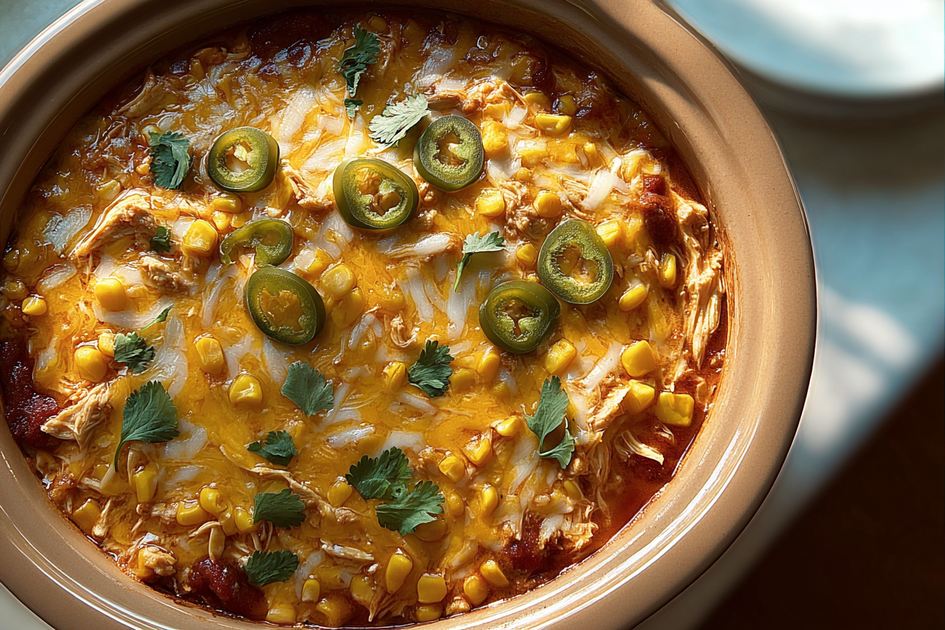 Crockpot Chicken Enchilada Casserole