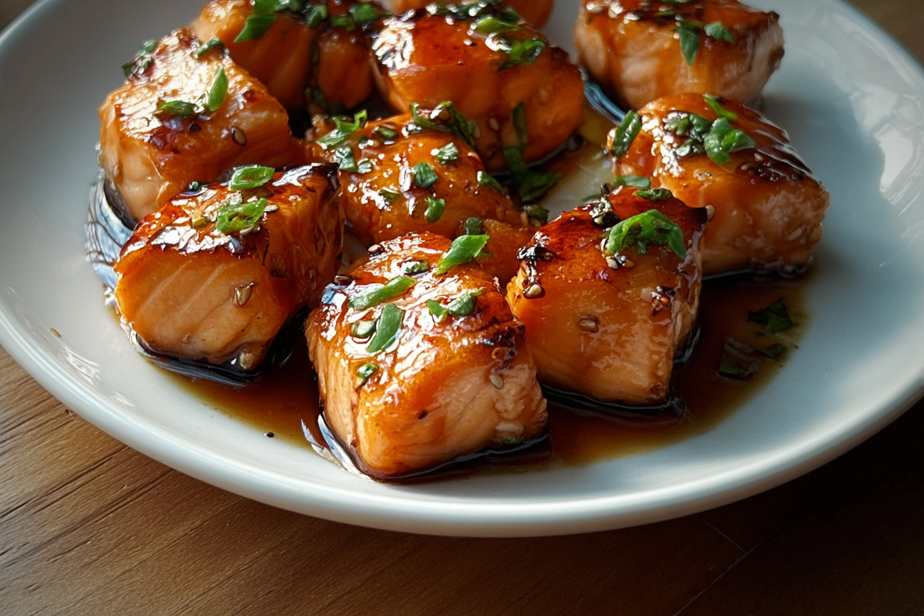 Honey Garlic Butter Glazed Salmon Bites 6 Honey Butter Garlic Glazed Salmon Bites