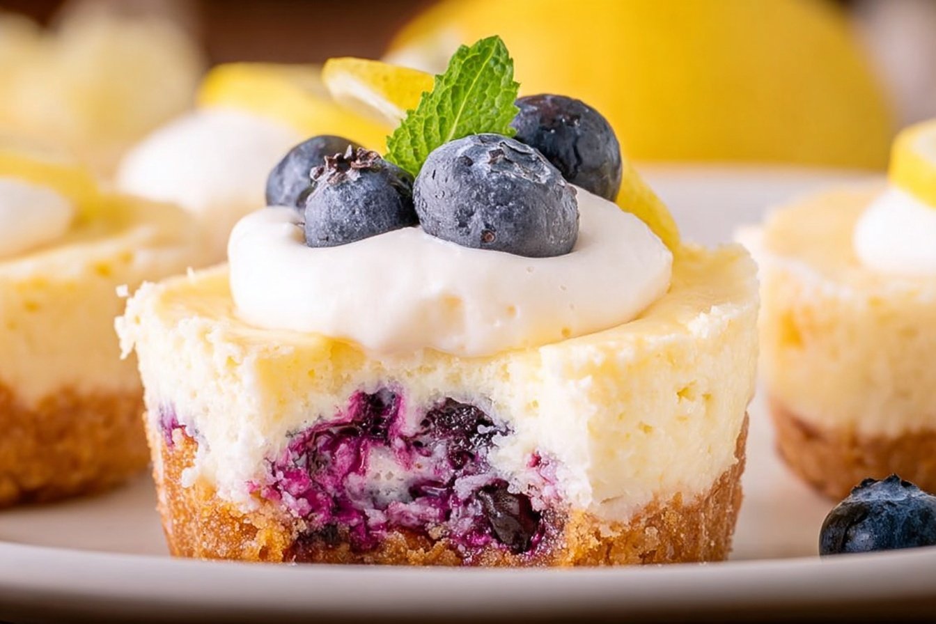 Mini Lemon Blueberry Cheesecakes Recipe 6 Lemon Blueberry Mini Cheesecakes