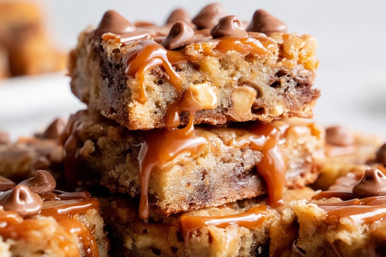 Salted Caramel Pretzel Blondies Recipe 6 Salted Caramel Pretzel Blondies