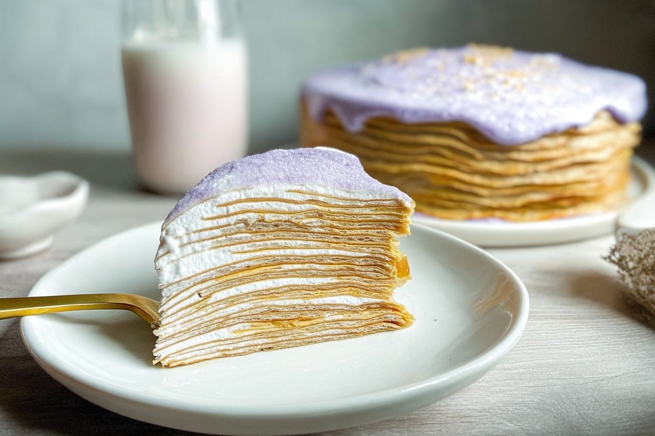Taro Mille Crepe Cake Recipe 6 Taro Mille Crepe Cake
