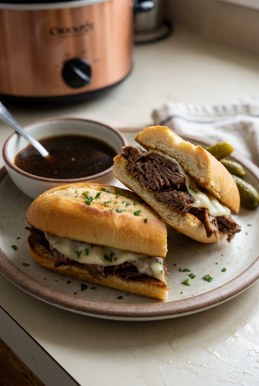 Crockpot French Dip Sandwiches