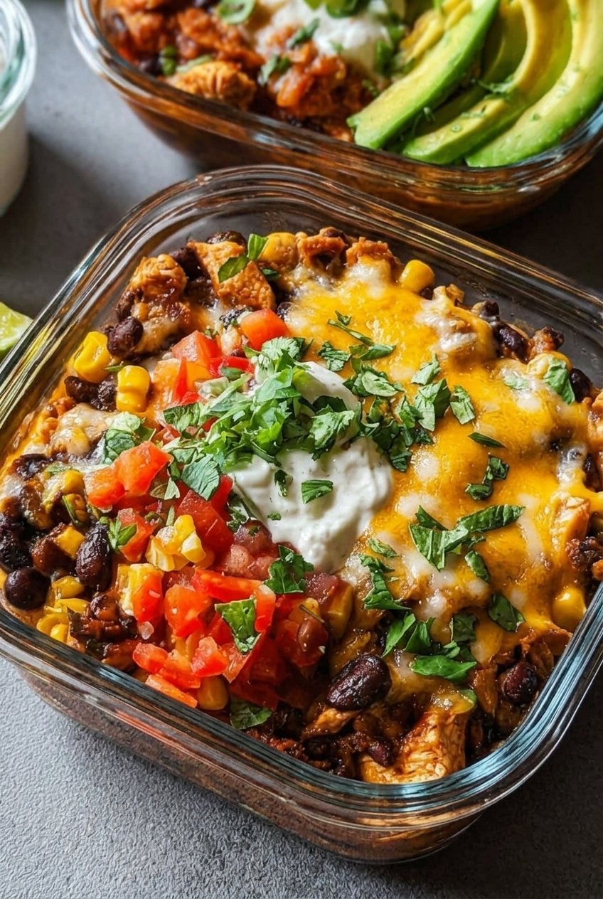 High Protein Chicken Cottage Cheese Enchilada Bowls